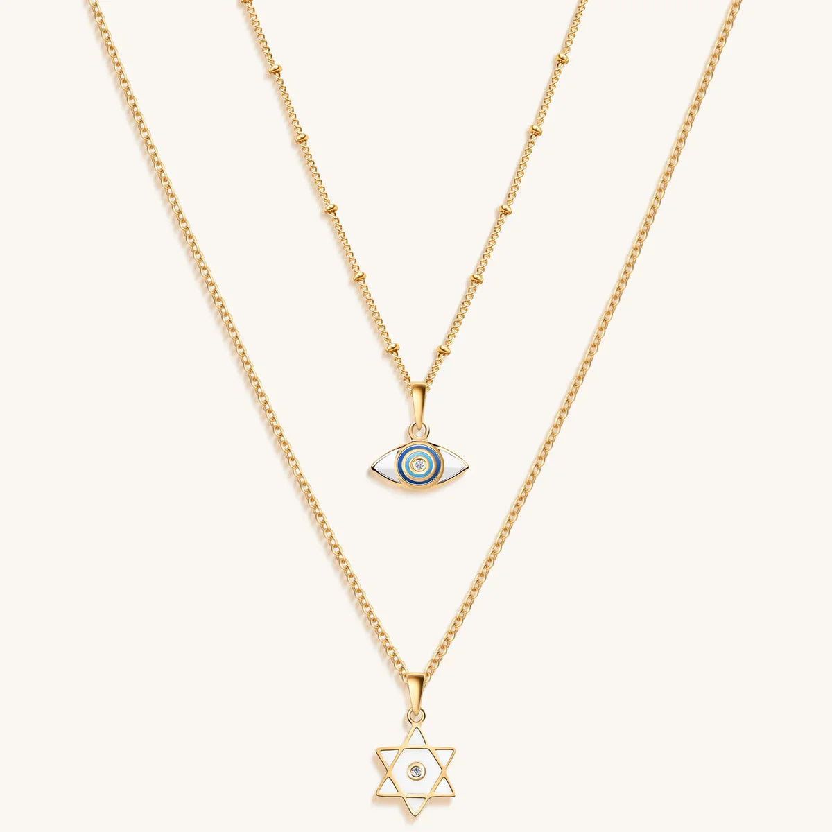 Unwavering Faith - Gold Evil Eye Star of David Necklace