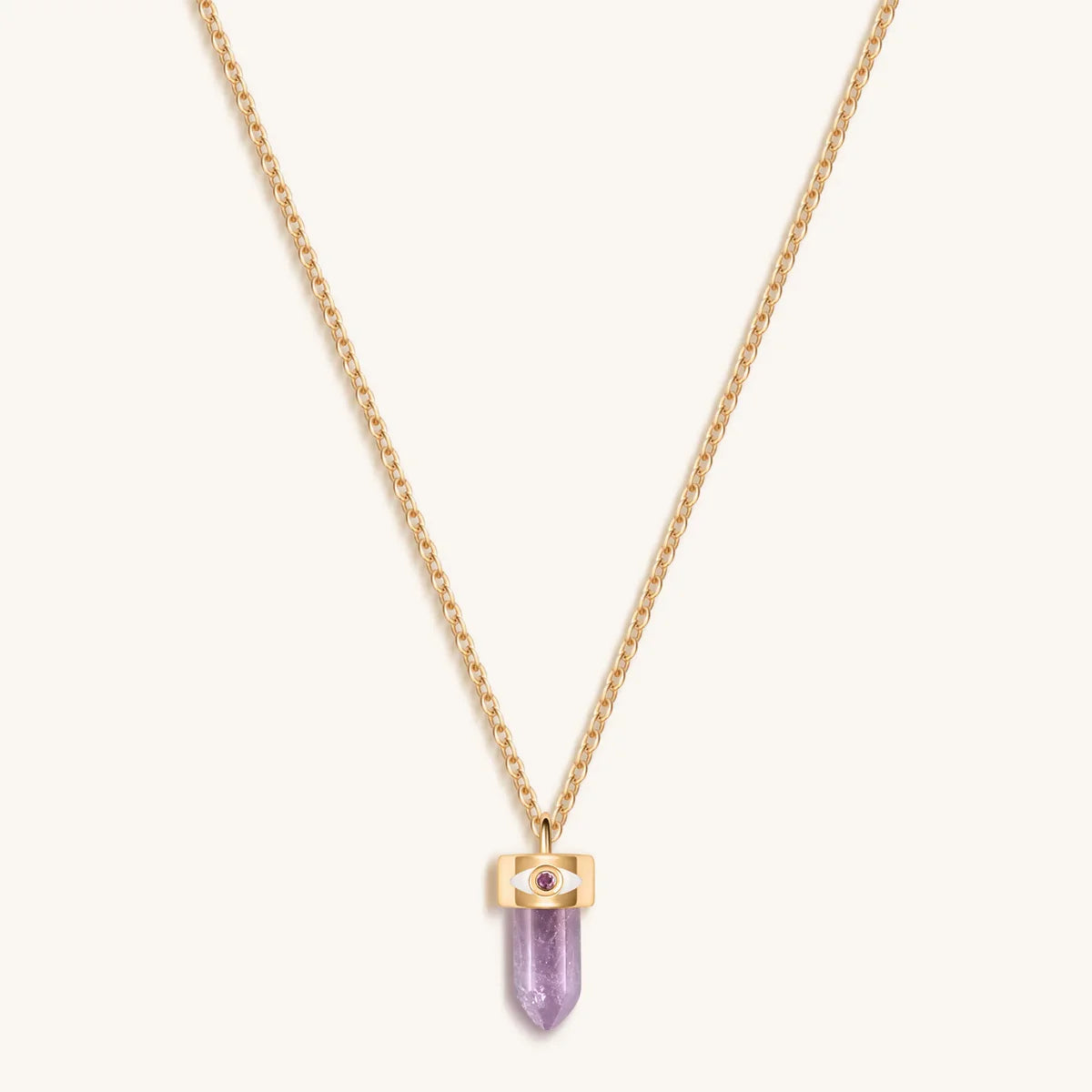 Serene Tranquility - Amethyst Evil Eye Pointer Necklace