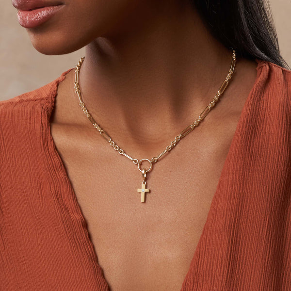 Gleaming Faith Gold Cross Charm