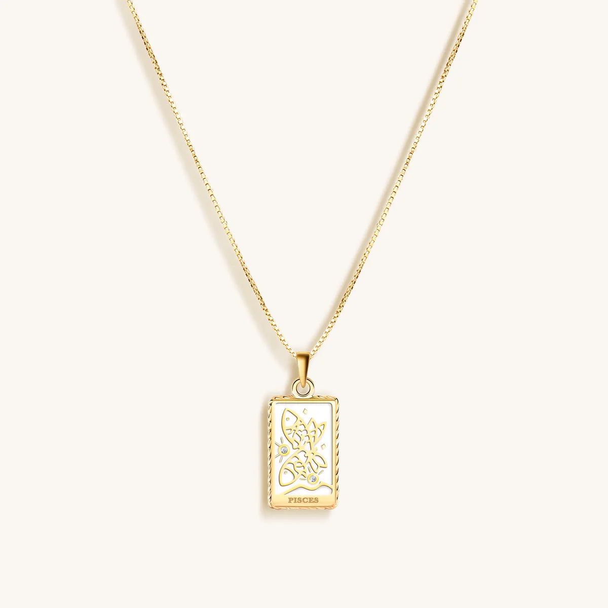 Compassionate Approach - White Enamel Pisces Card Necklace