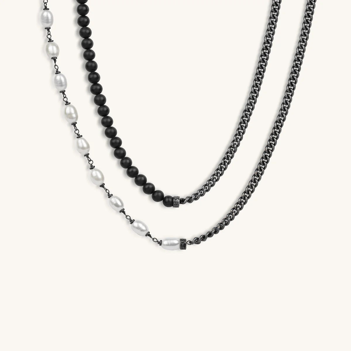 Divine Evolution Matte Onyx Mantra Pearl Necklace