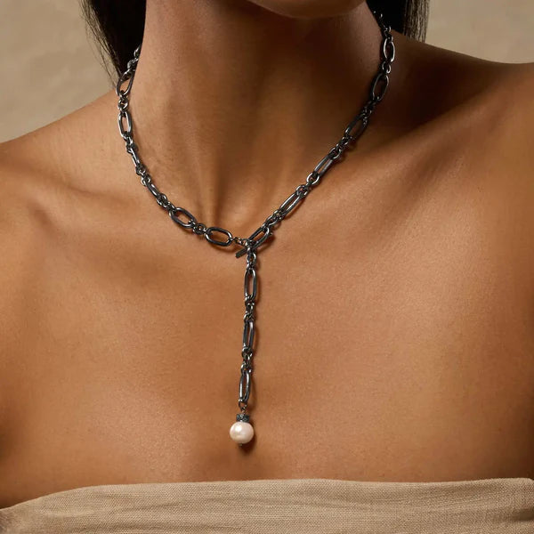 Sacred Connections Sterling Silver Pearl Charm Necklace