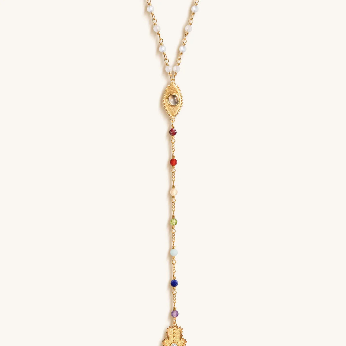 Supreme Awakening - Moonstone Chakra Rosary Necklace