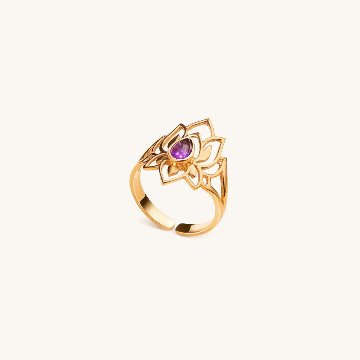 Blessed Balance - Amethyst Lotus Ring