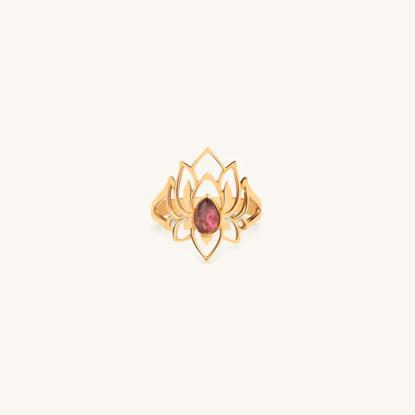 Abundant Bloom - Gold Plated Lotus Tourmaline Ring