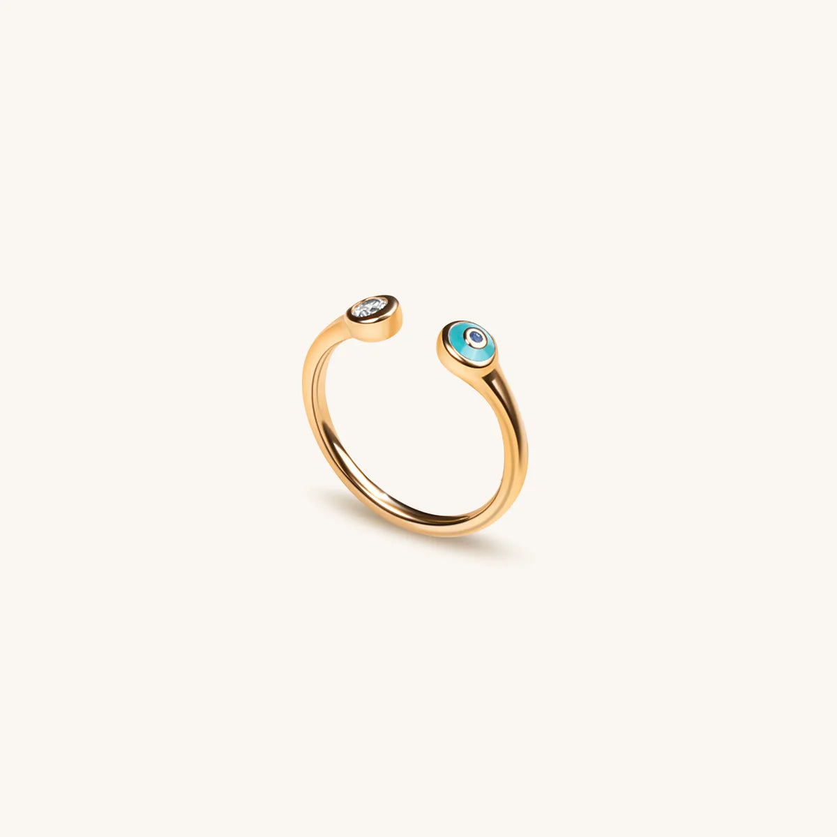 Defensive Shield - Gold Turquoise Enamel Evil Eye Ring