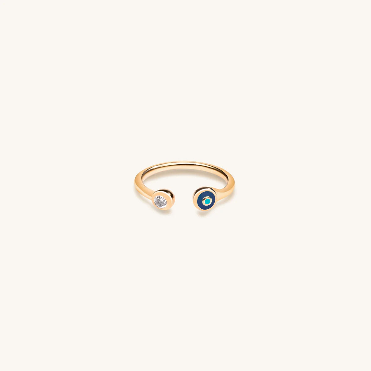 Sparkling Positivity - Gold Navy Enamel Evil Eye Ring