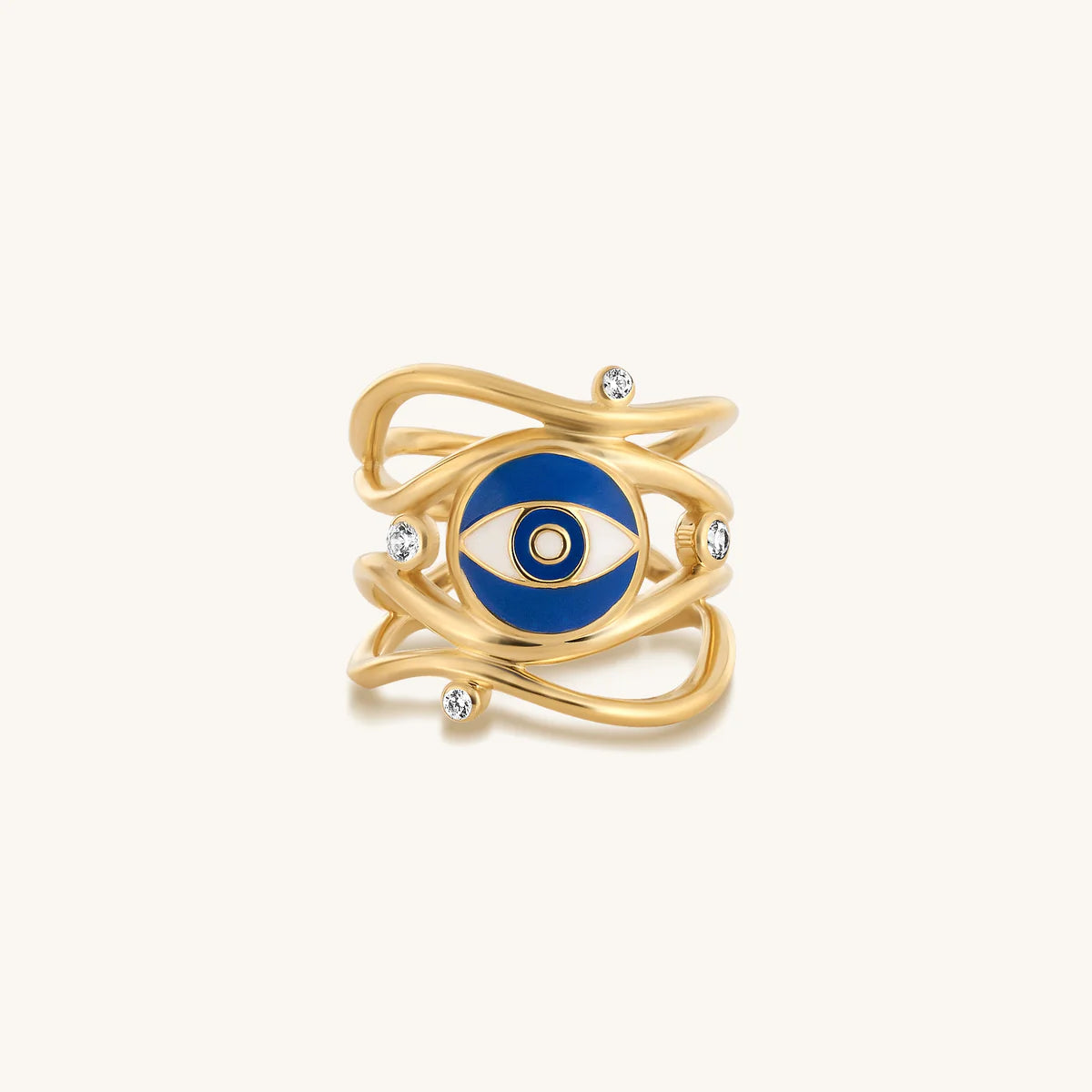 Guarded Serenity Gold Evil Eye Ring