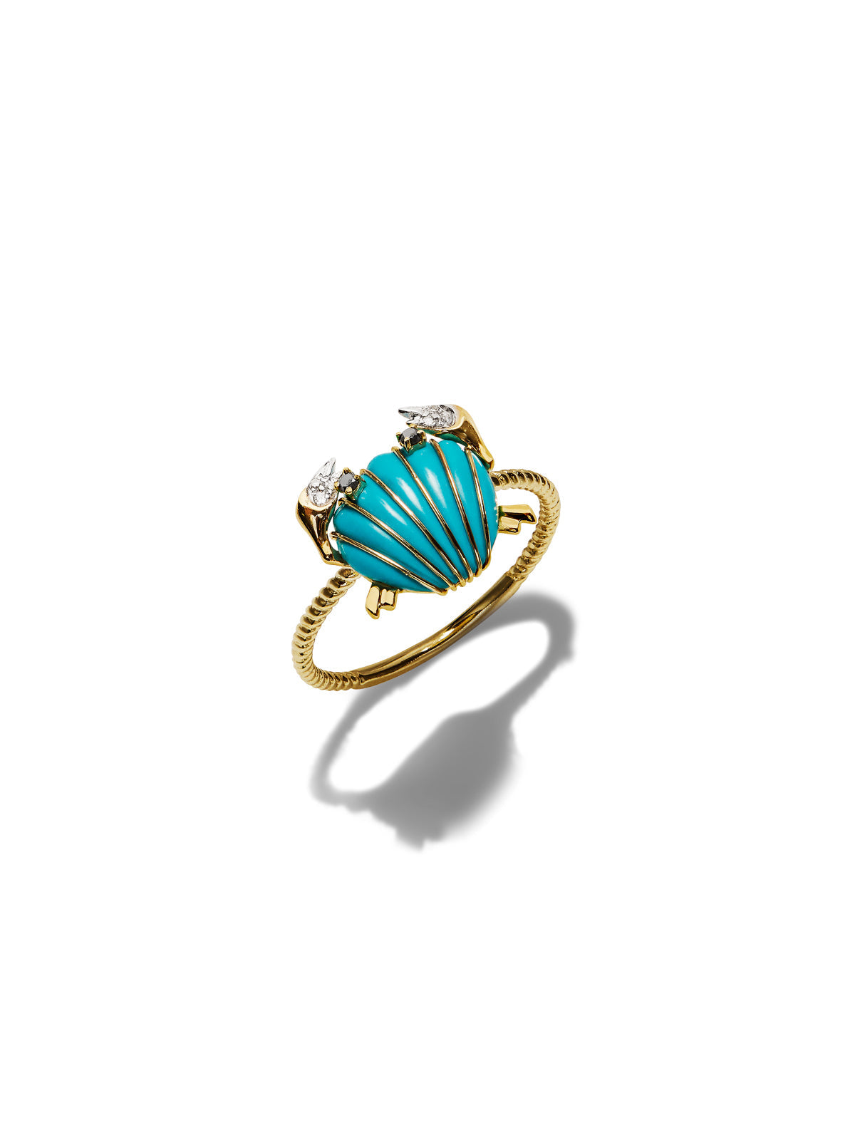 Turquoise Mini Crab Yellow Gold Ring