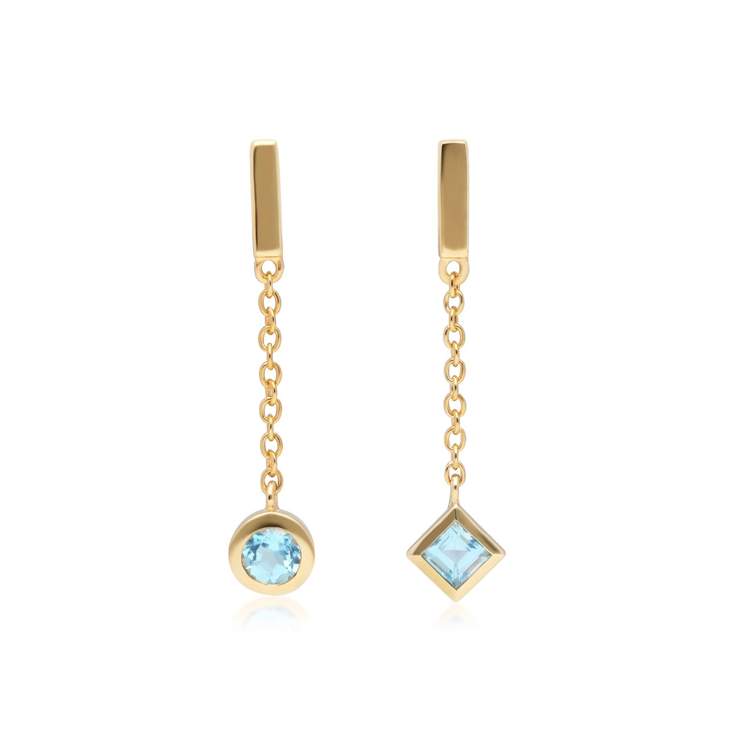 Mismatch Topaz Dangle Earrings In Yellow Gold