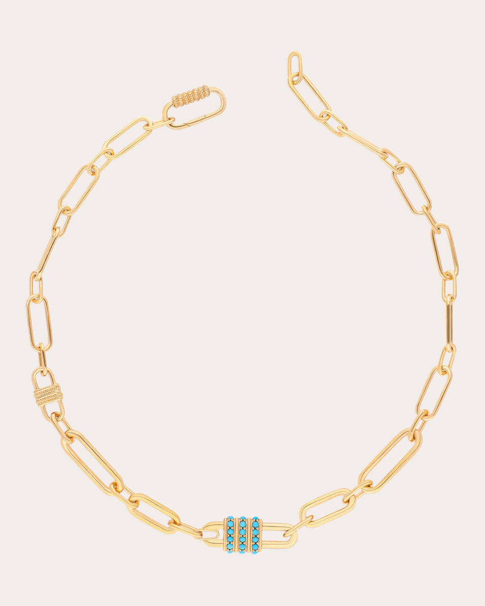 Naia 14K Gold-Plated Turquoise Link Necklace