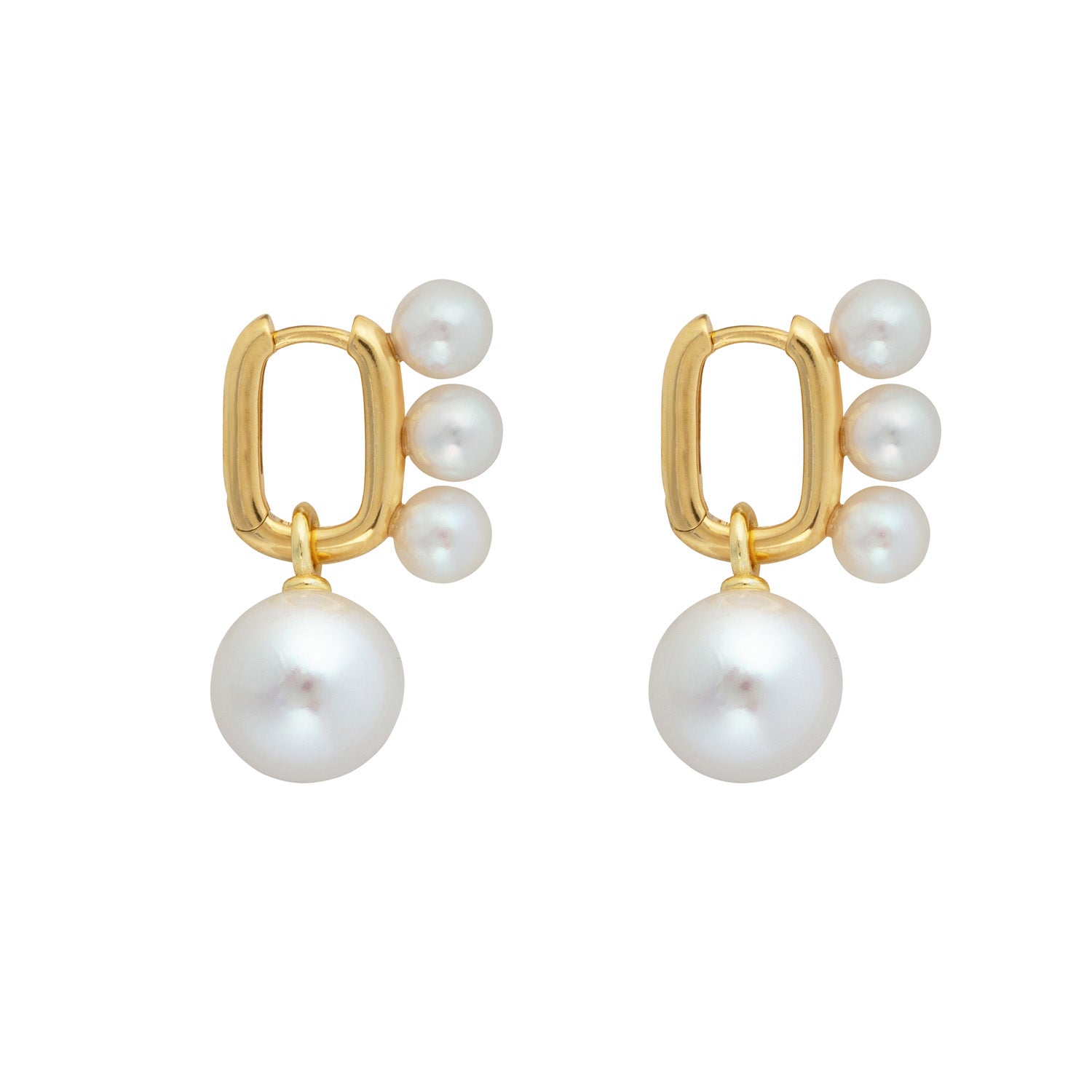 Aetia Trio Xl Pearl Hoop Earrings Gold