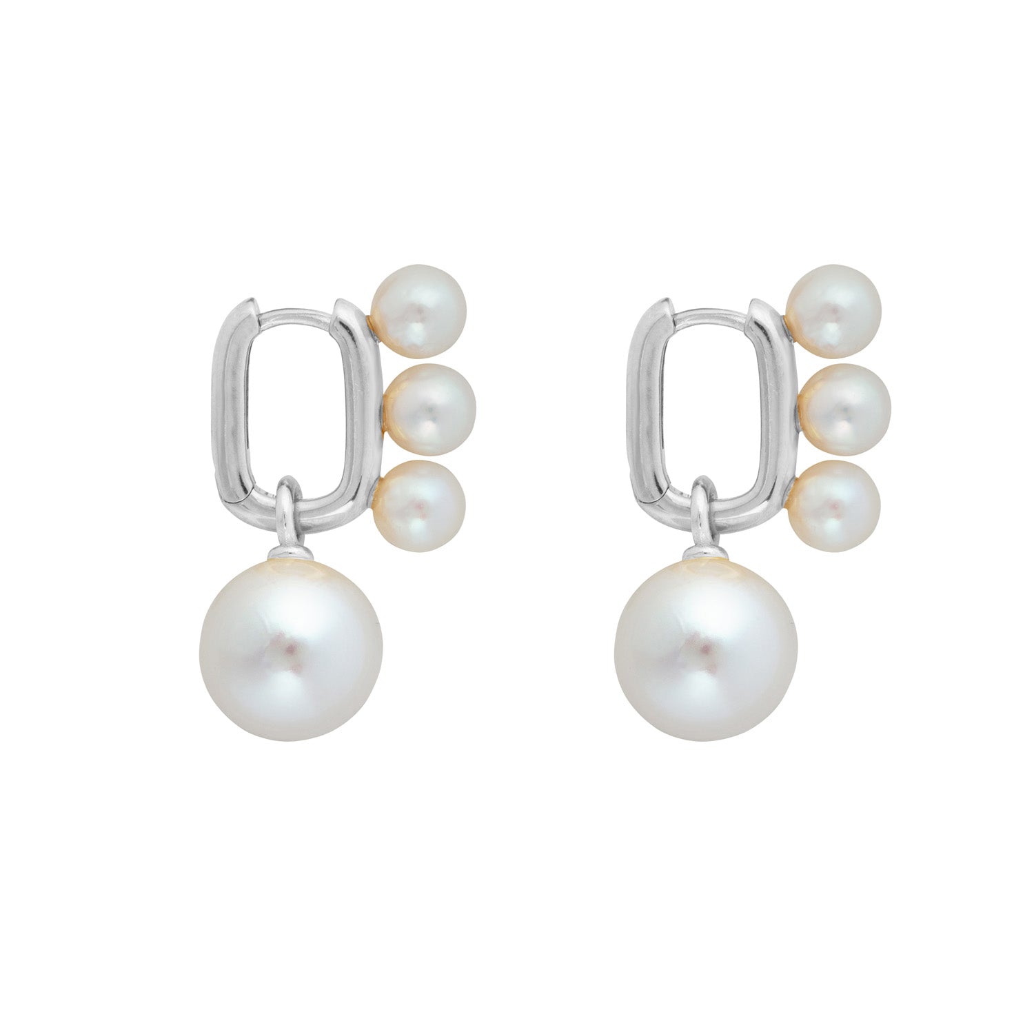 Aetia Trio Xl Pearl Hoop Earrings Silver