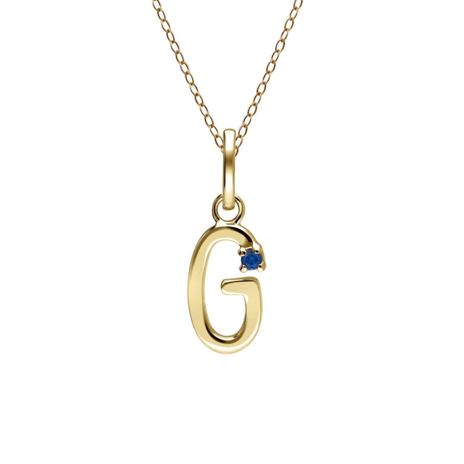 Initial G Sapphire Necklace In Yellow Gold