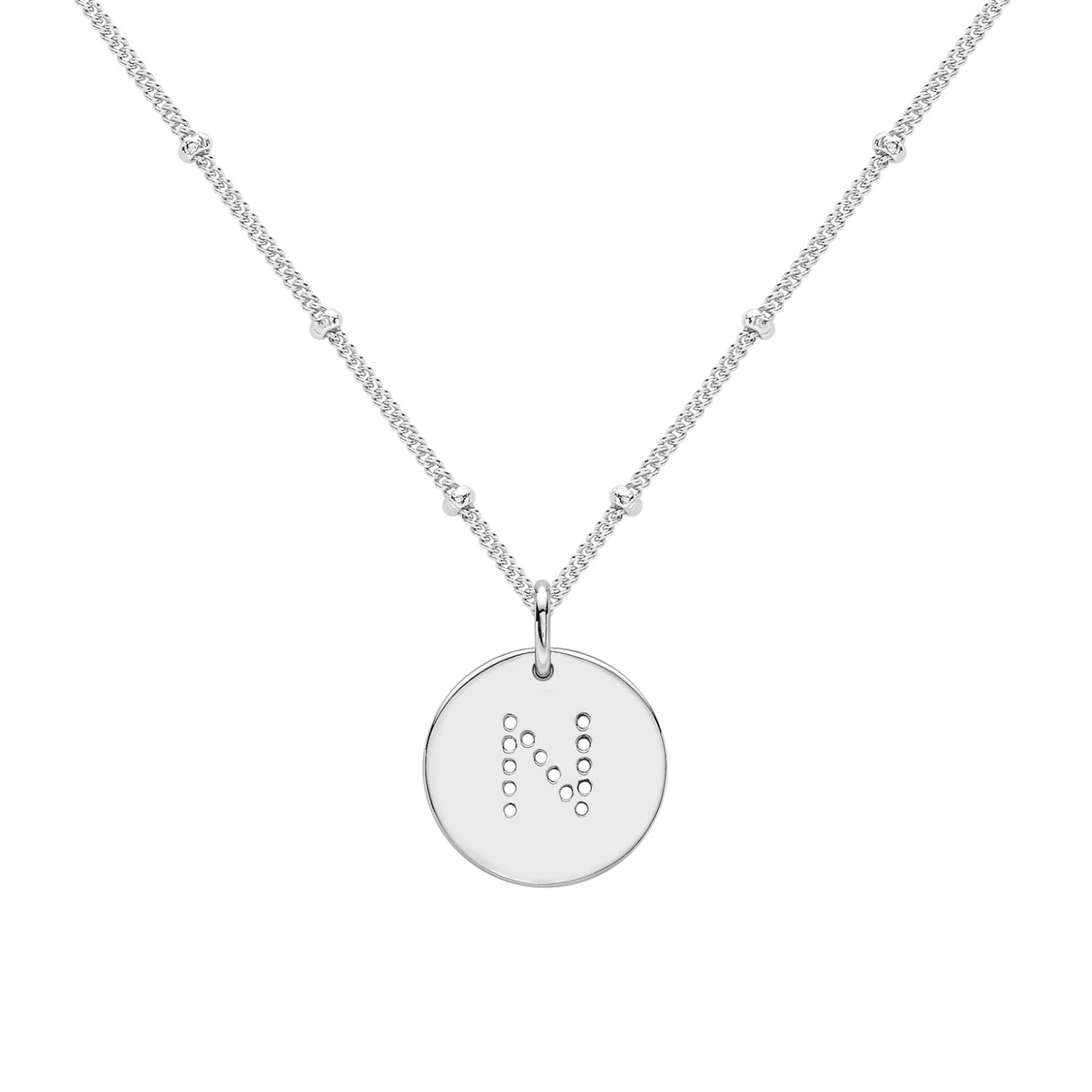 Silver Alphabet N Necklace