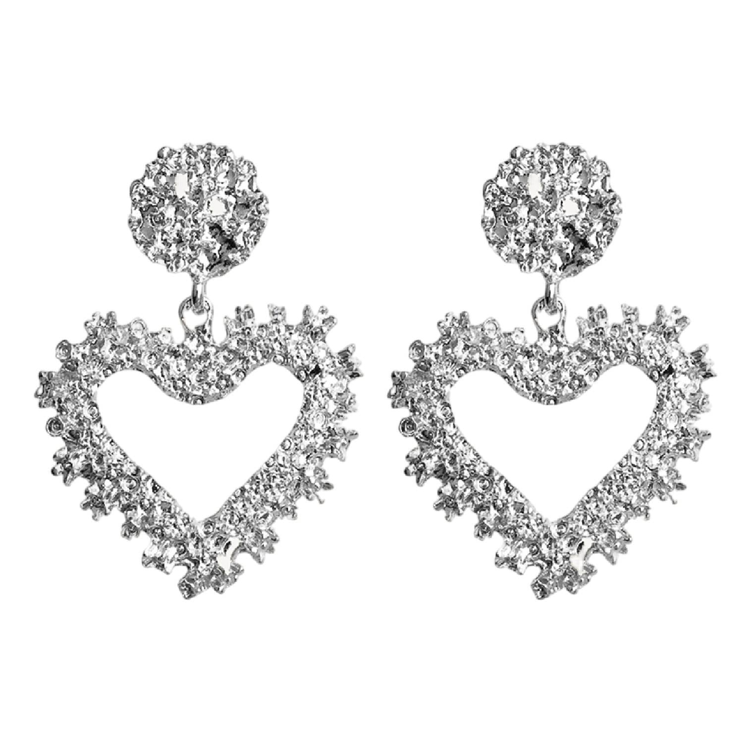 Amelia Crystal Heart Earrings Silver