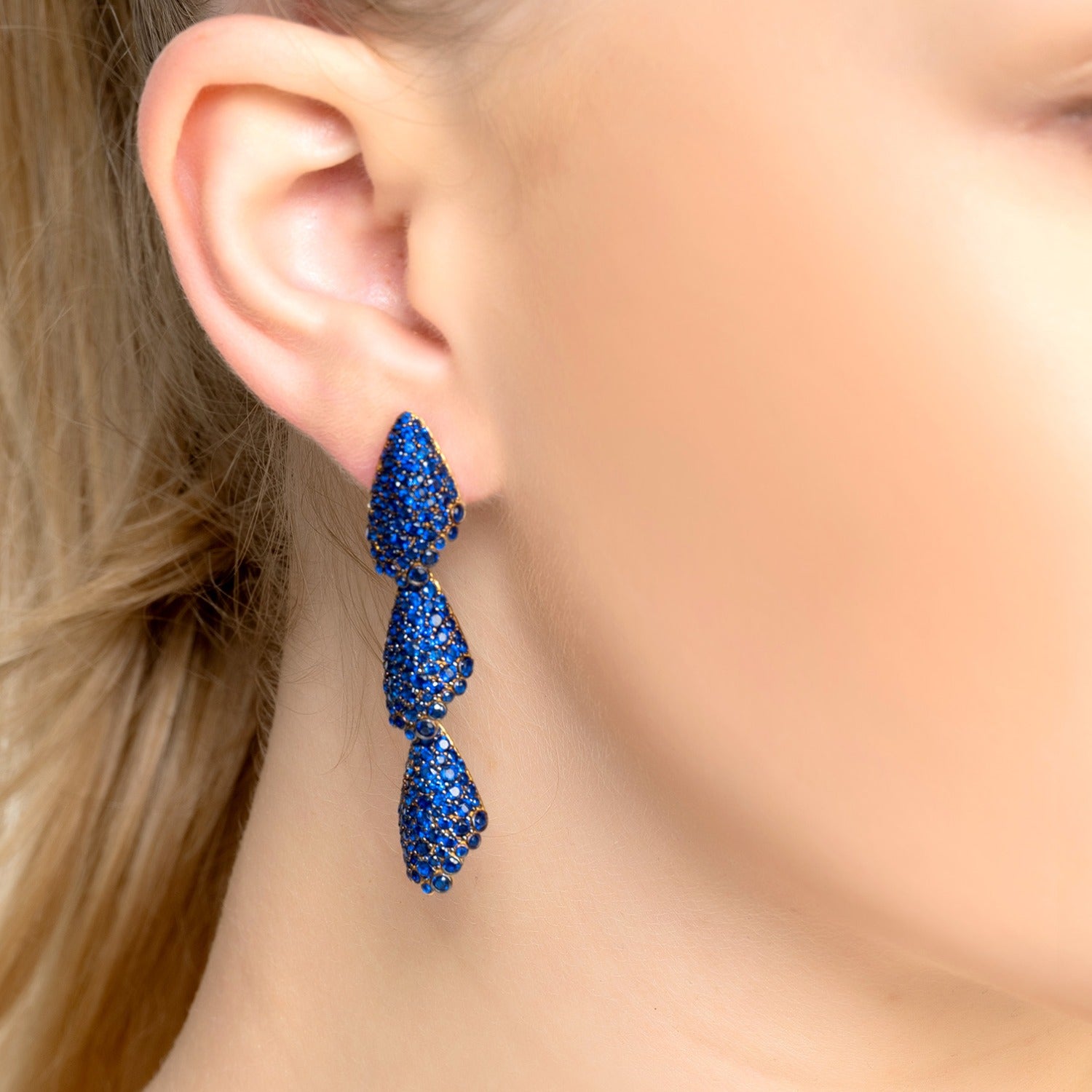 Arabelle Sapphire Blue Earrings Gold