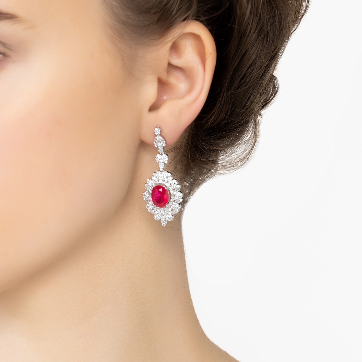 Arabesque Splendor Drop Earrings Pink Tourmaline Silver