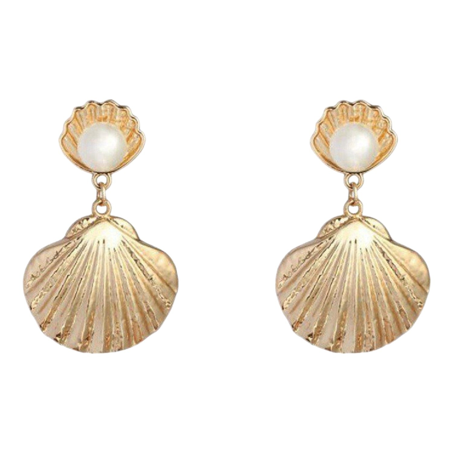 Ariel Sea Shell Earrings Small Gold