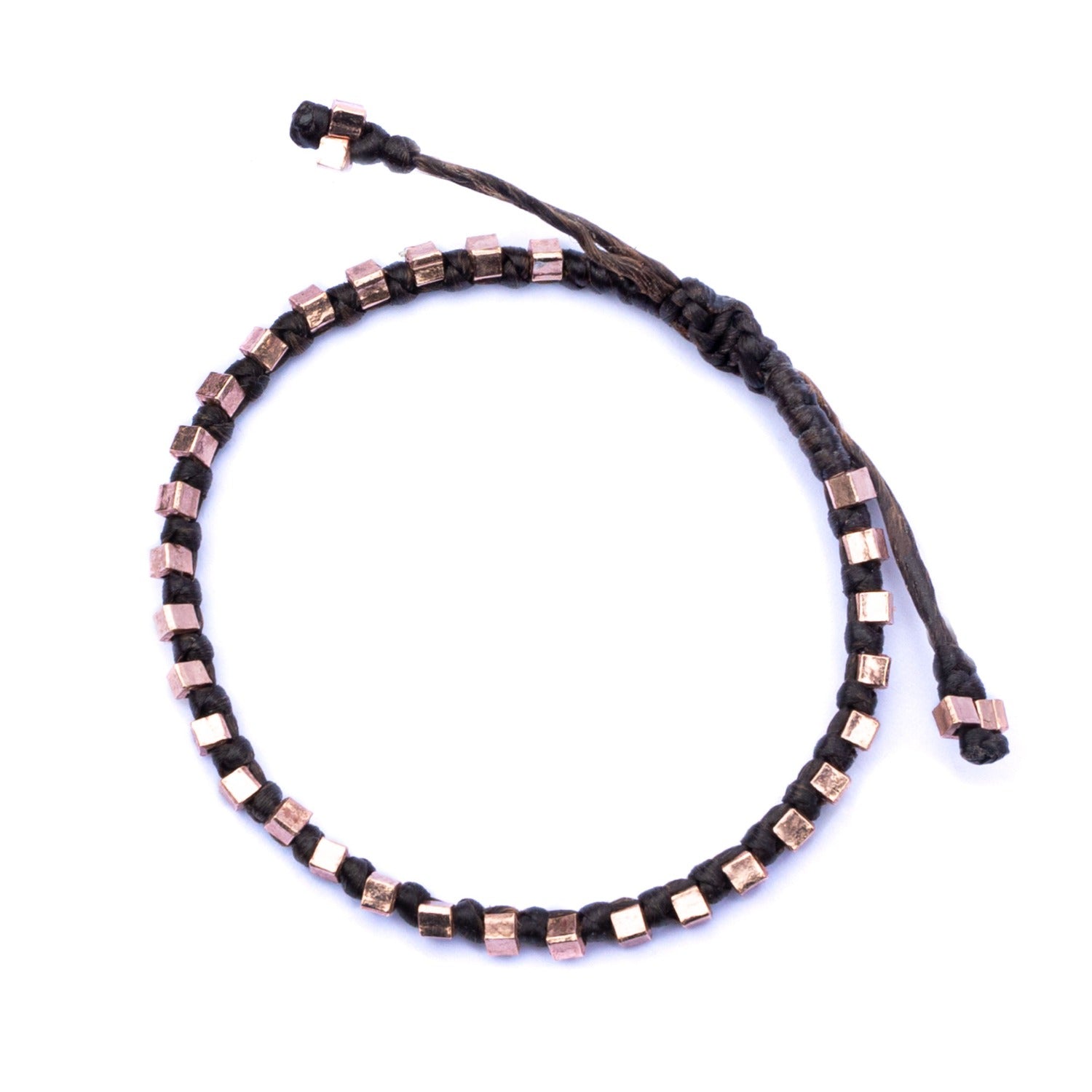 Aurora Brown Cord Vermail Rose Gold Bracelet