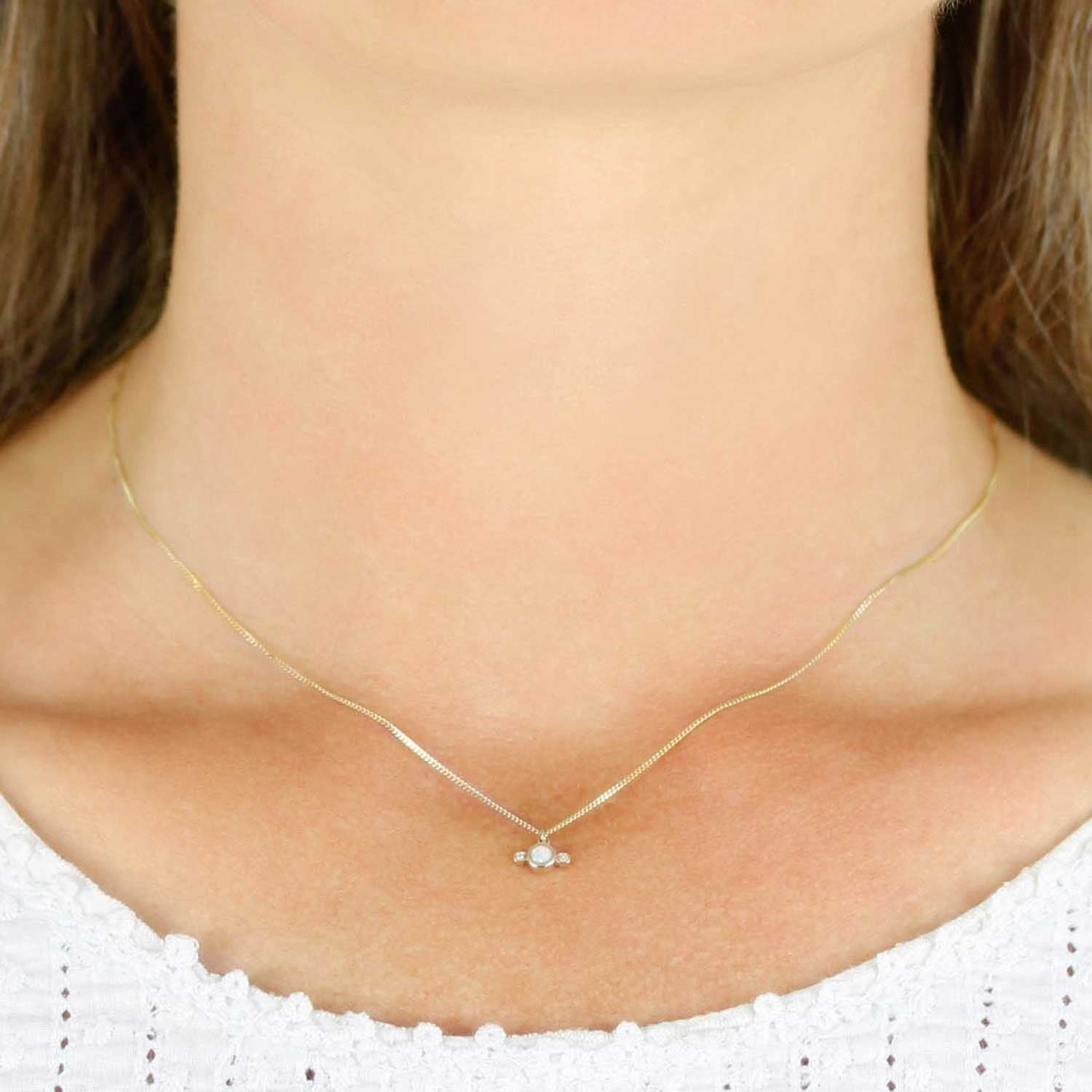 Opal Diamond Necklace Gold