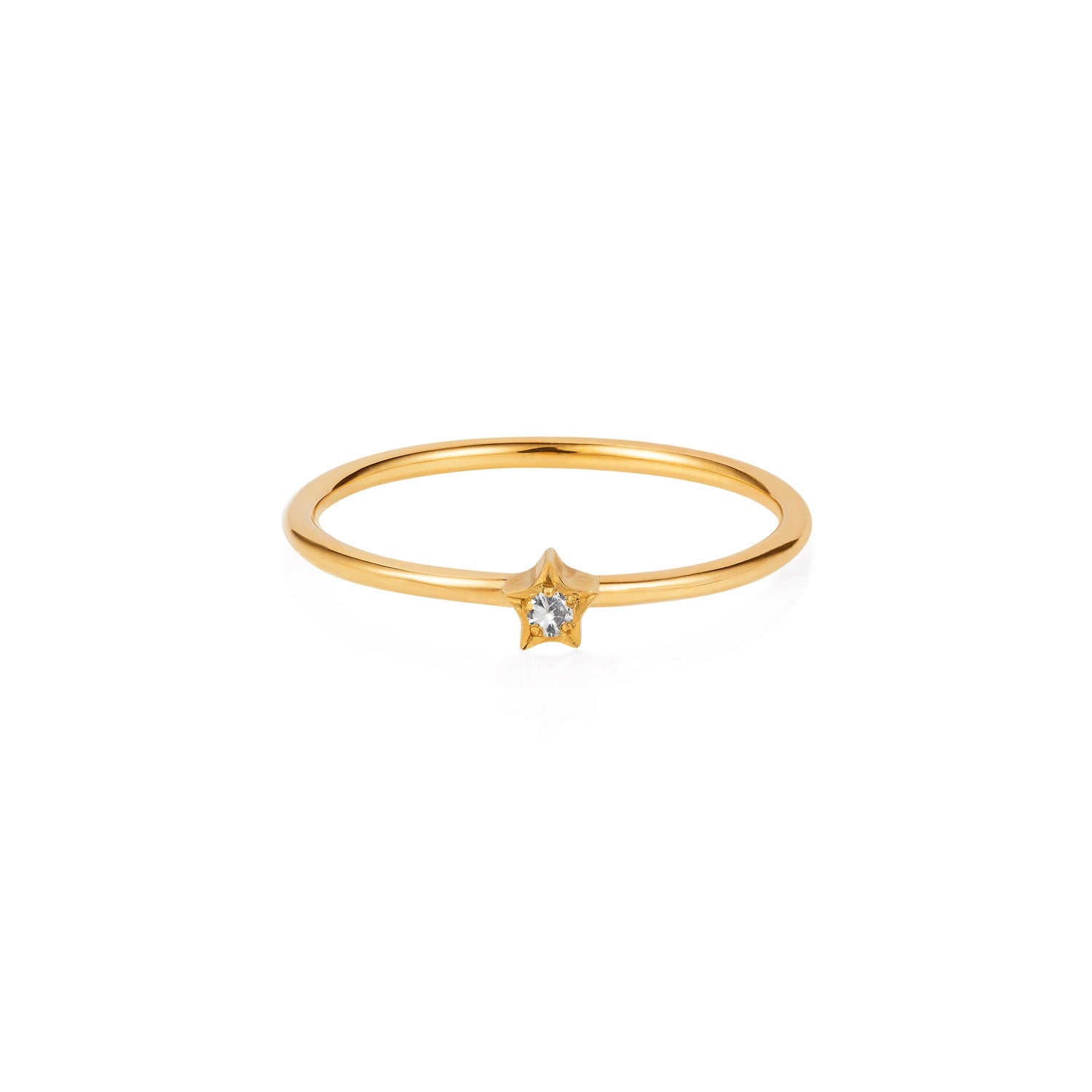 Tiny Star Ring White Sapphire Gold