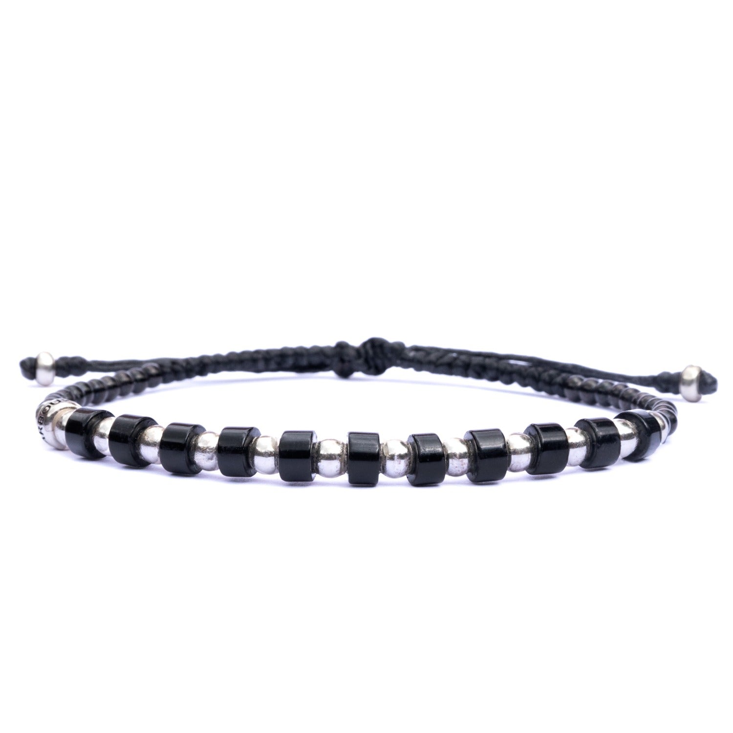 Black Onyx Silver Women Rope Bracelet Onyx Gaia