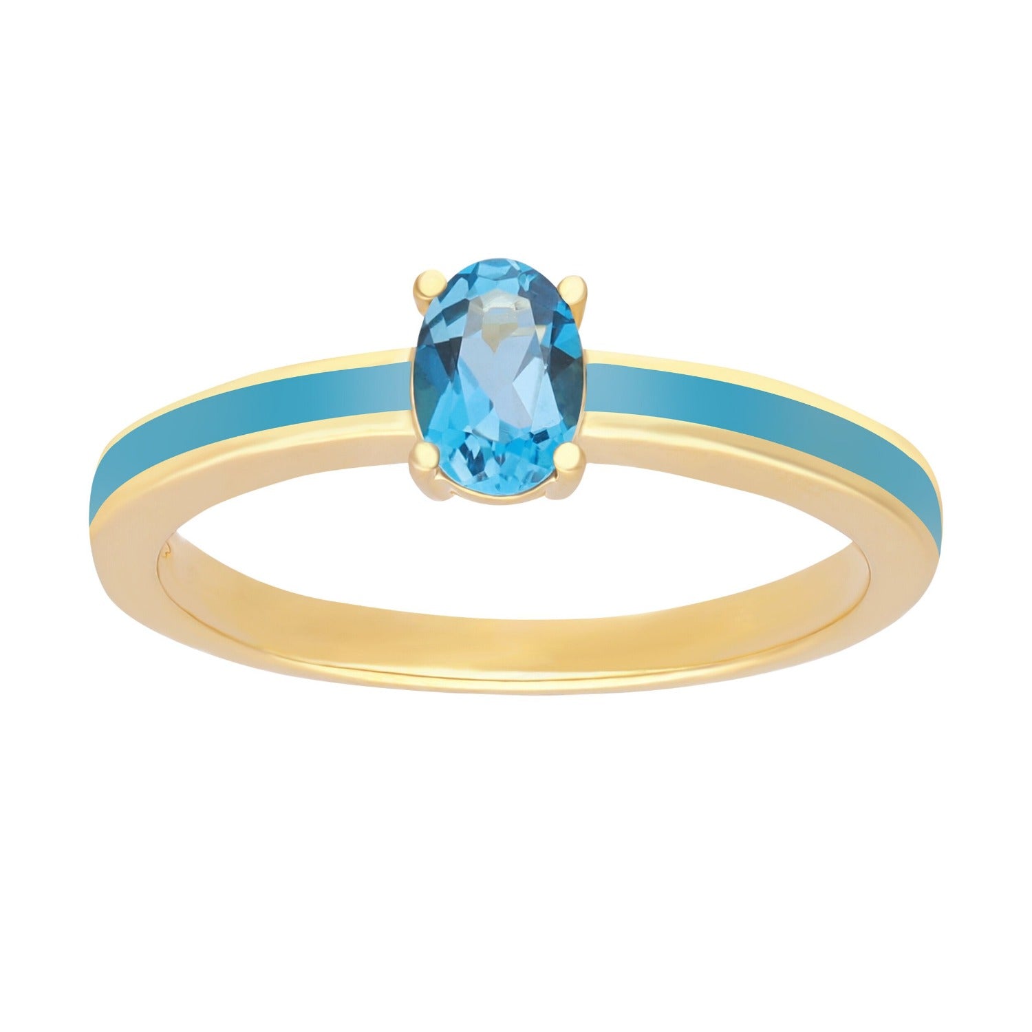 Blue Enamel London Blue Topaz Ring In Gold Plated Silver