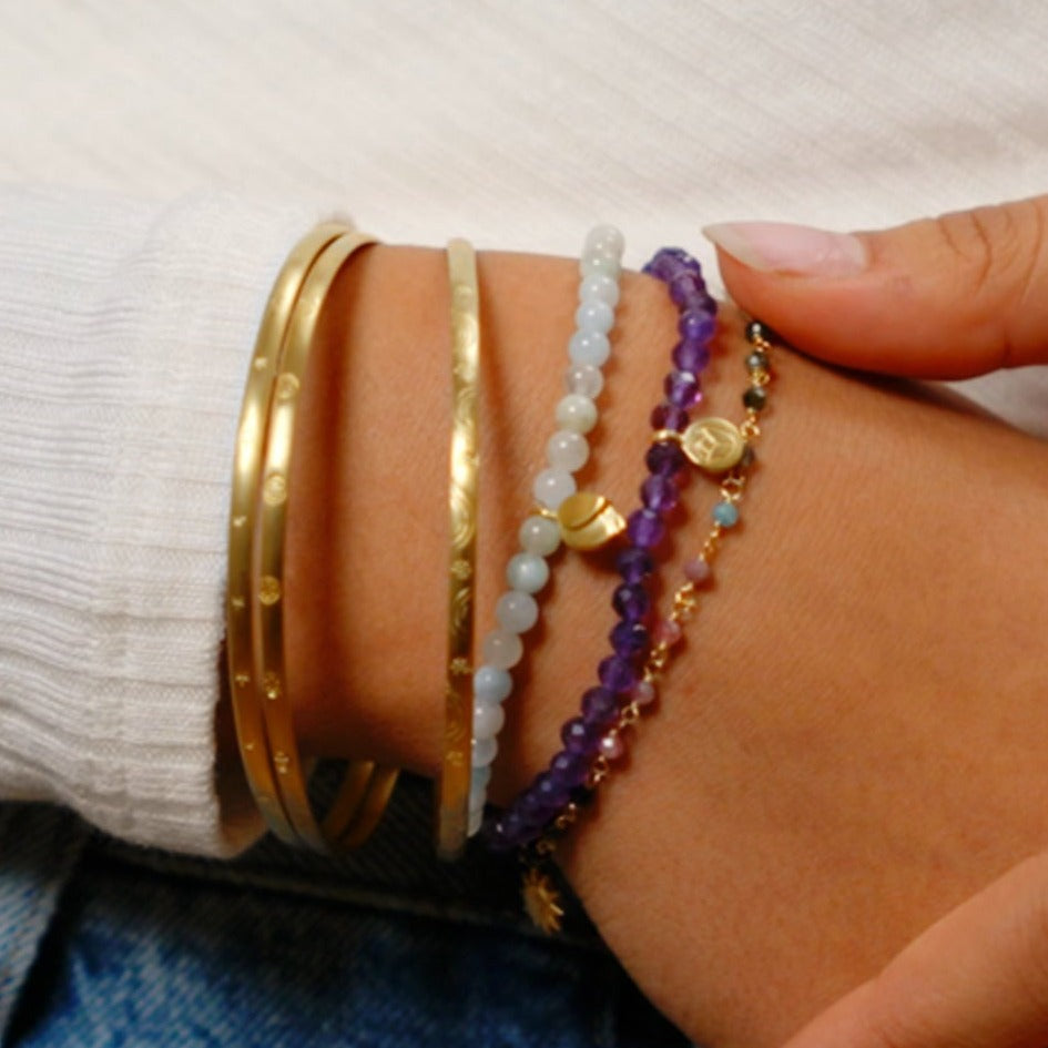 Tranquility Lotus Amethyst Gemstone Bracelet