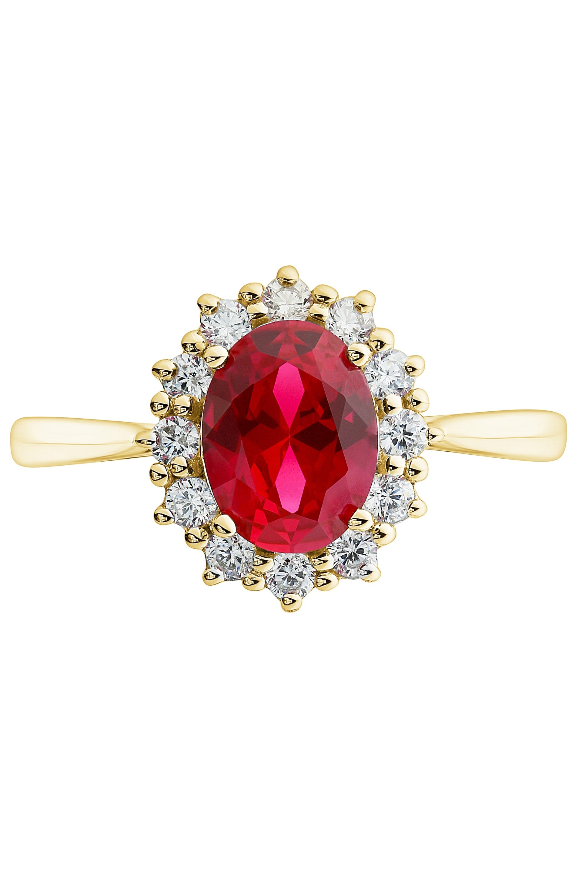 Cate Yellow Gold Lab Grown Diamond Created Ruby Ring