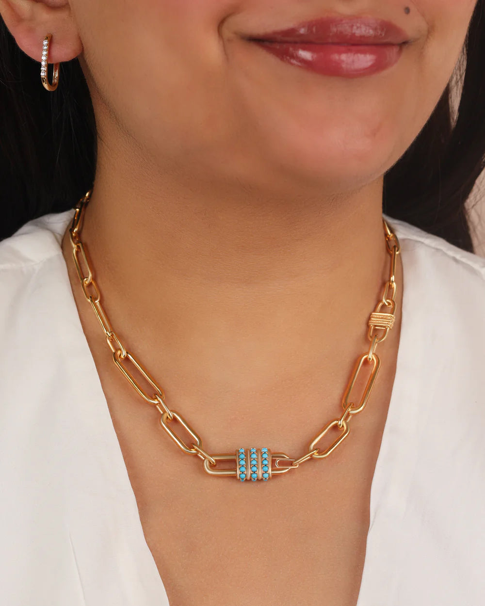 Naia 14K Gold-Plated Turquoise Link Necklace