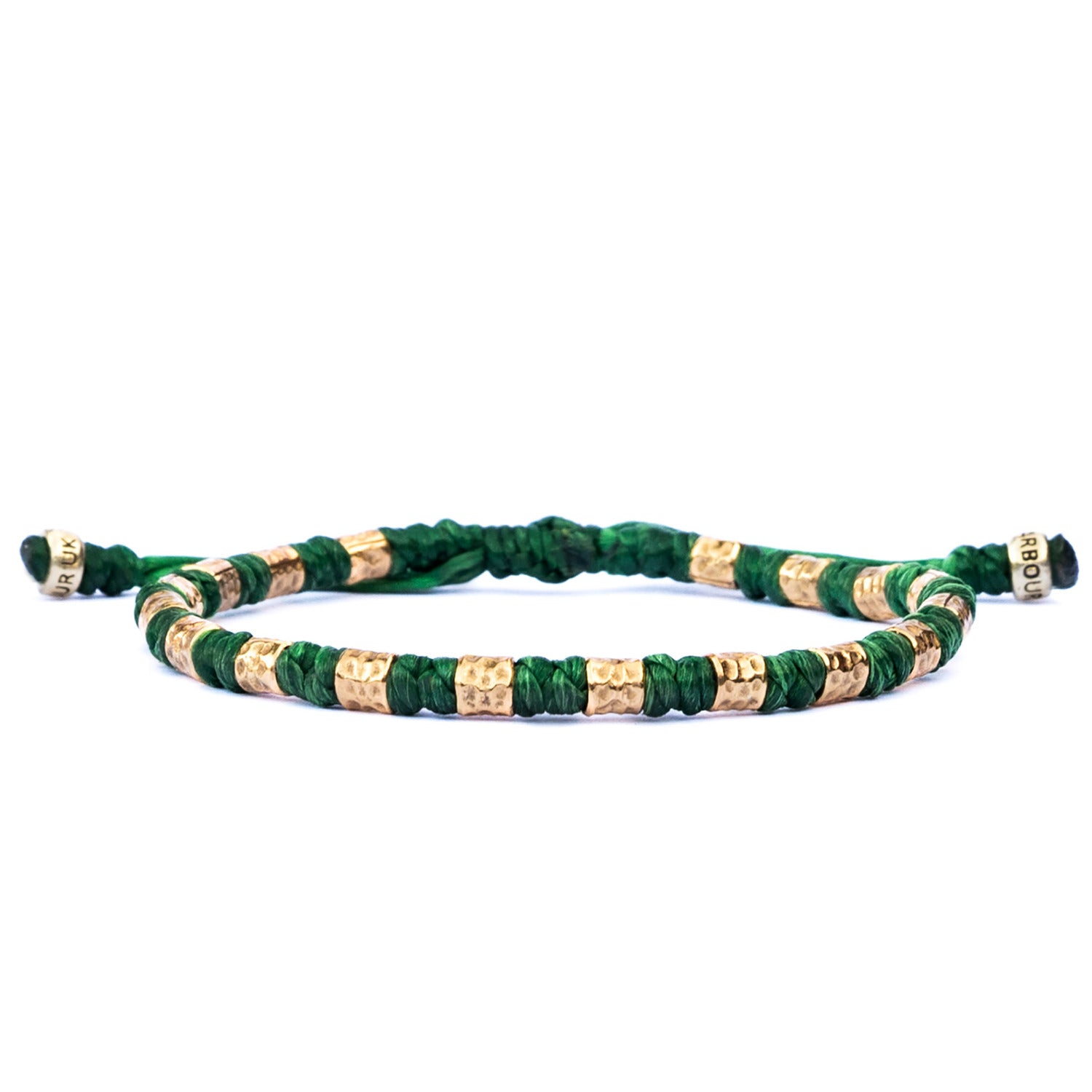 Green Vegan Rope Hammered Gold Silver Viking Bracelet