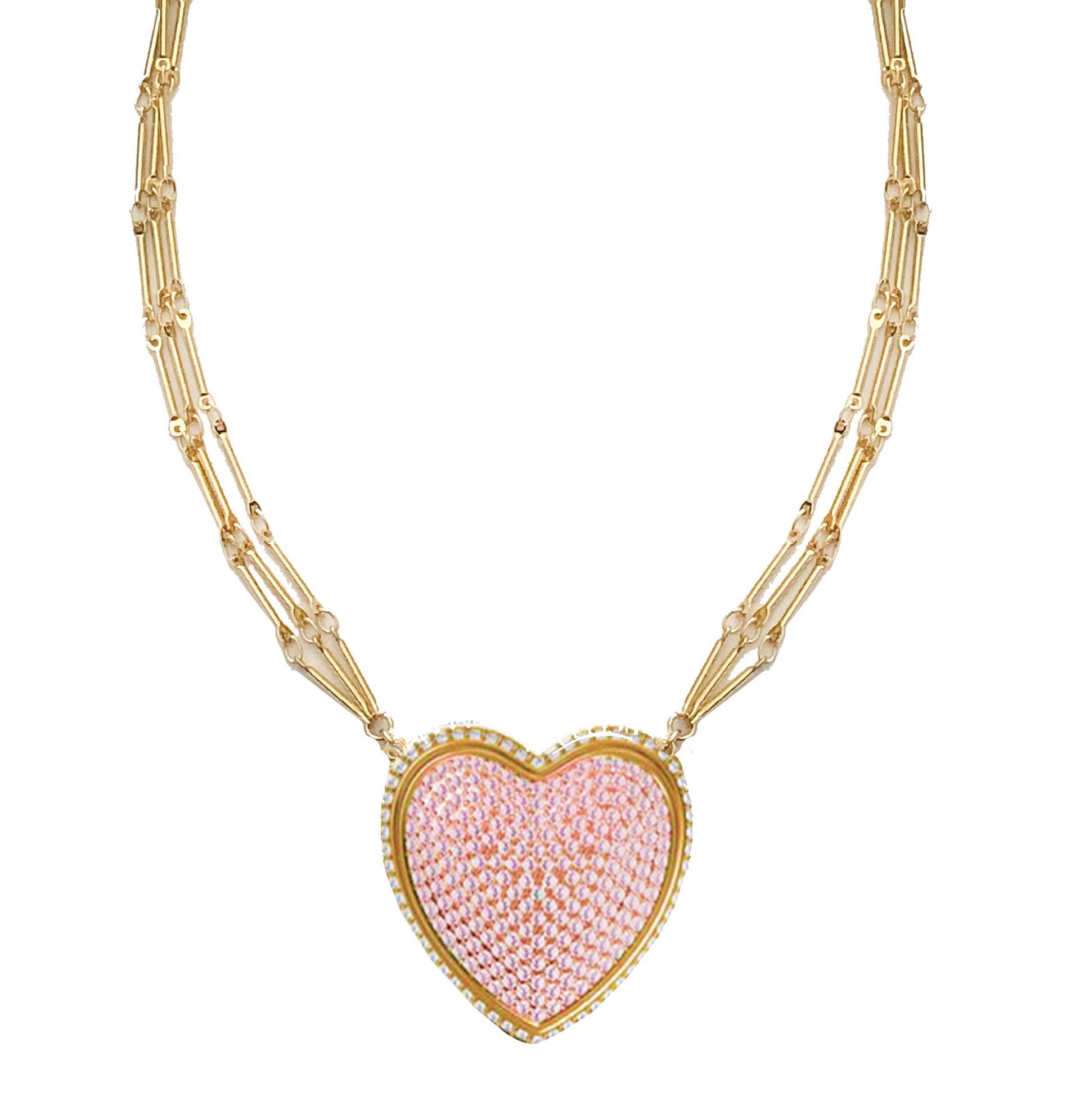 Chained Pave Heart Necklace