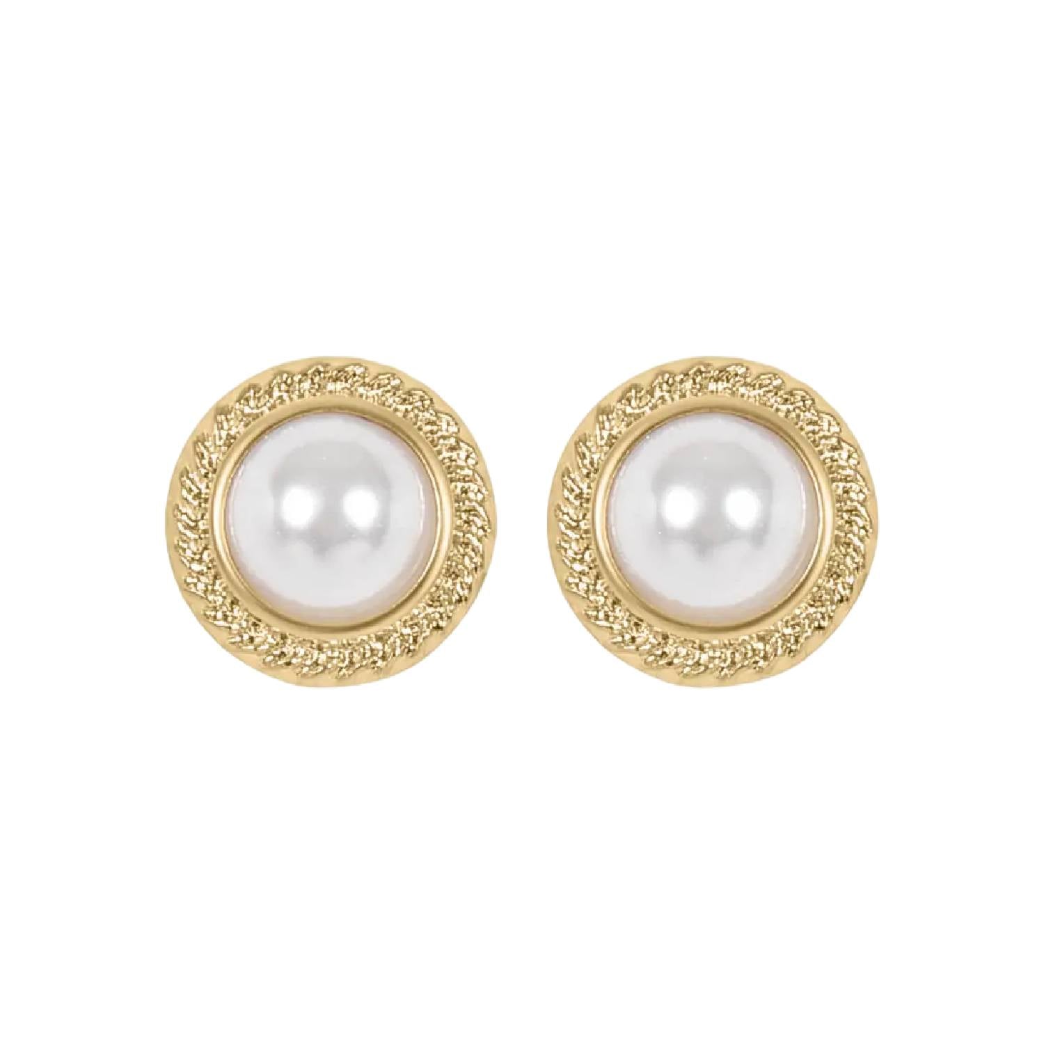 Chantal Pearl Stud Earrings Gold