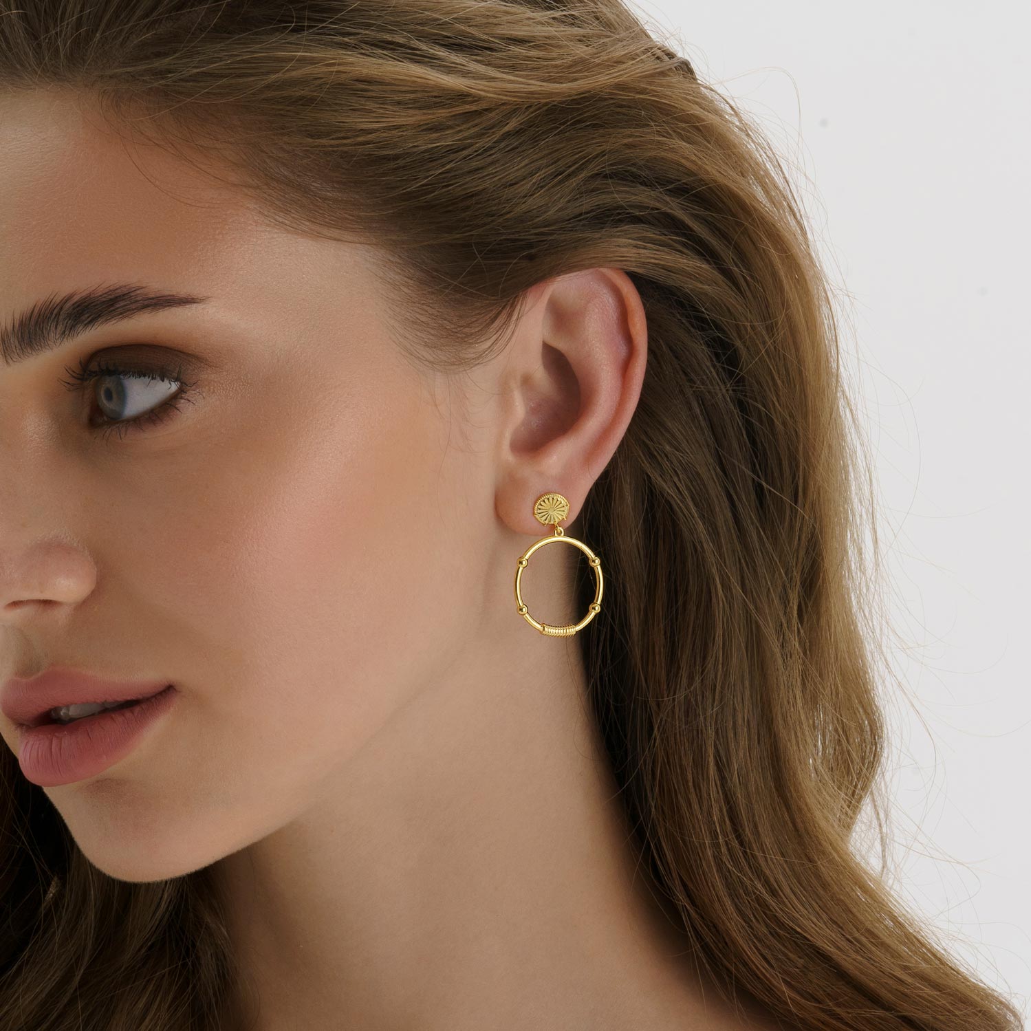 Chunky Gold Sunburst Drop Halo Stud Earrings