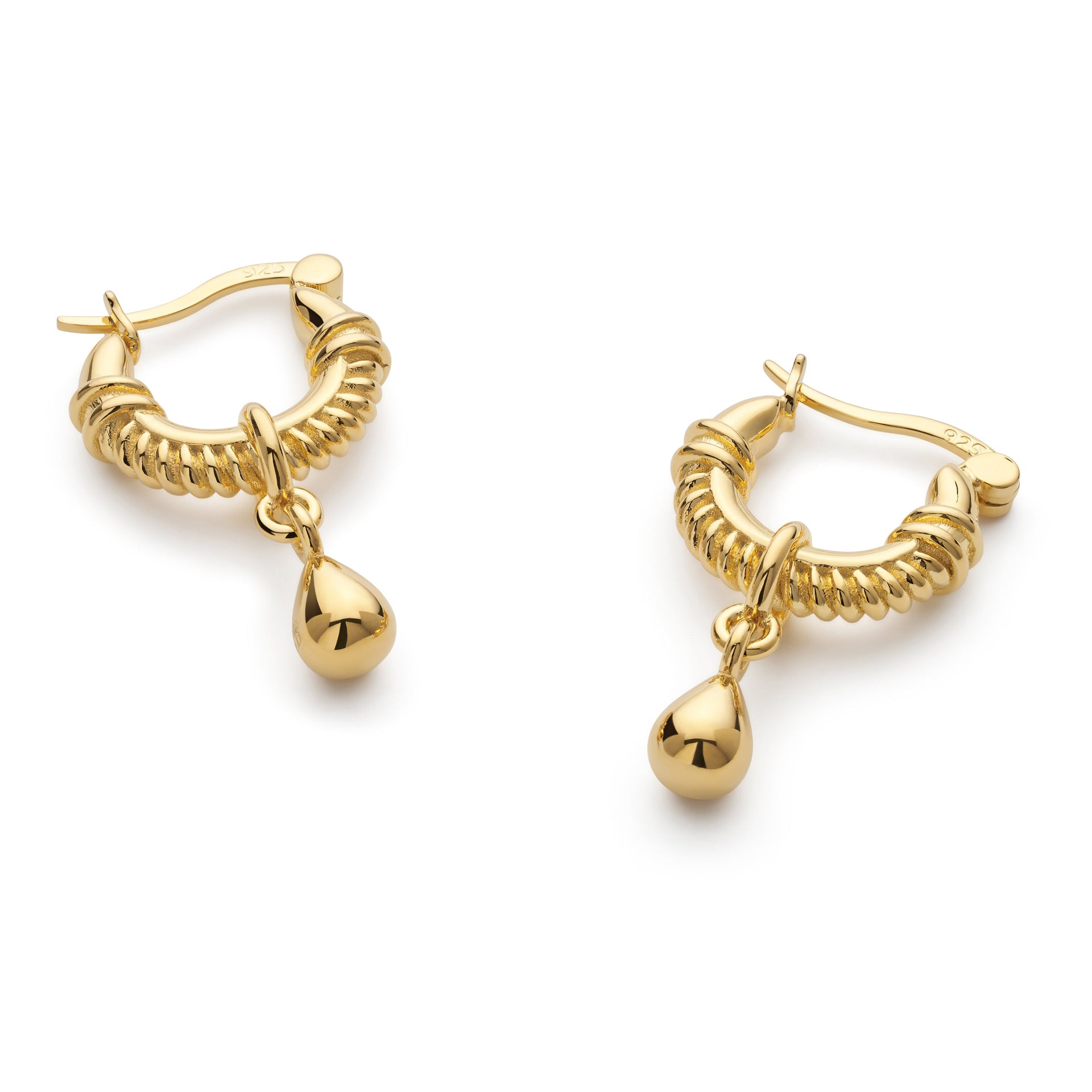 Chunky Gold Teardrop Huggie Hoop Earrings