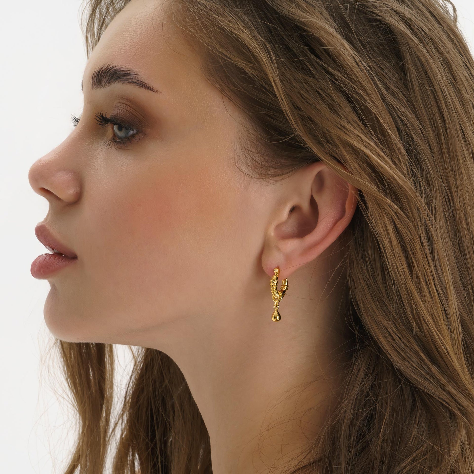 Chunky Gold Teardrop Huggie Hoop Earrings