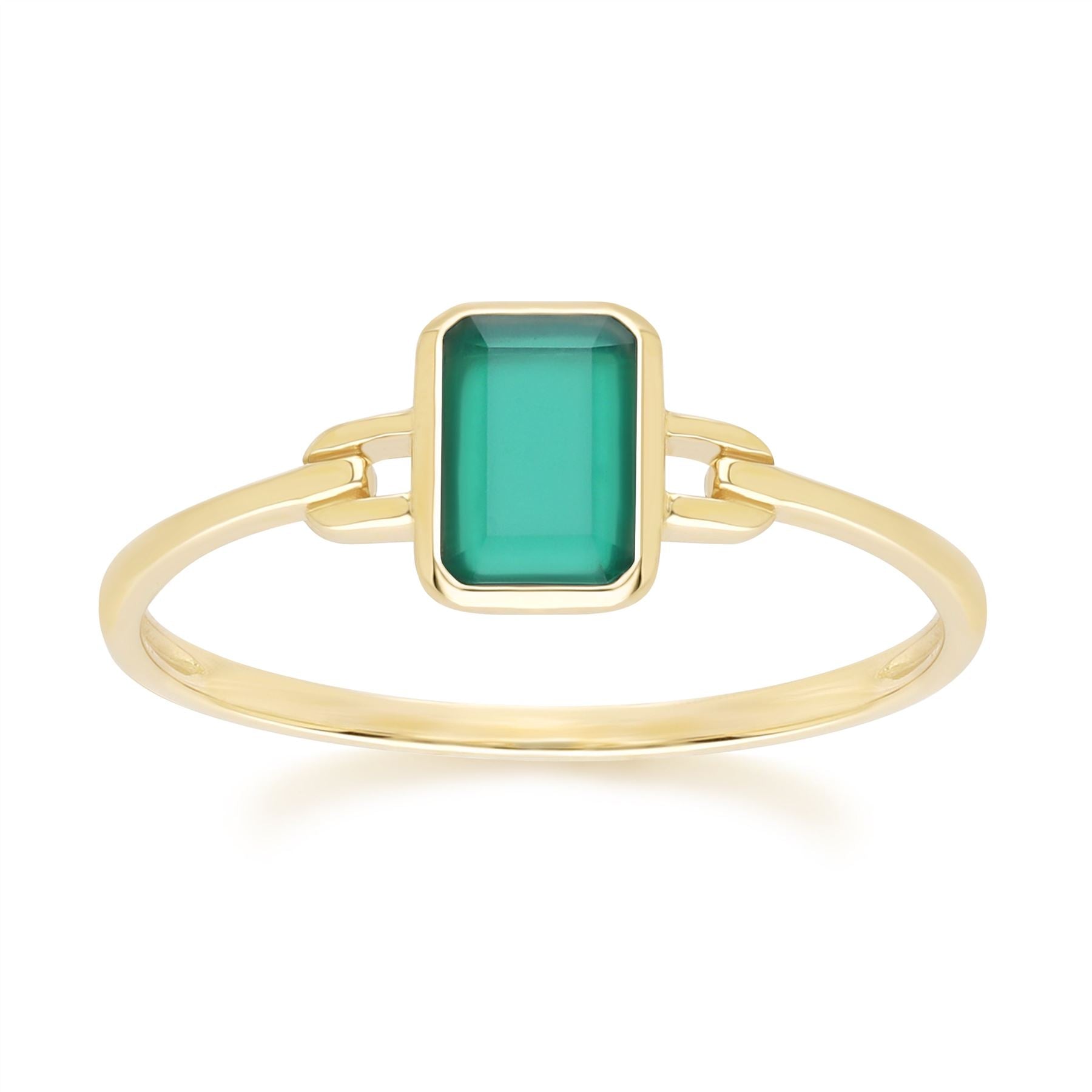 Classic Baguette Chalcedony Ring In Yellow Gold