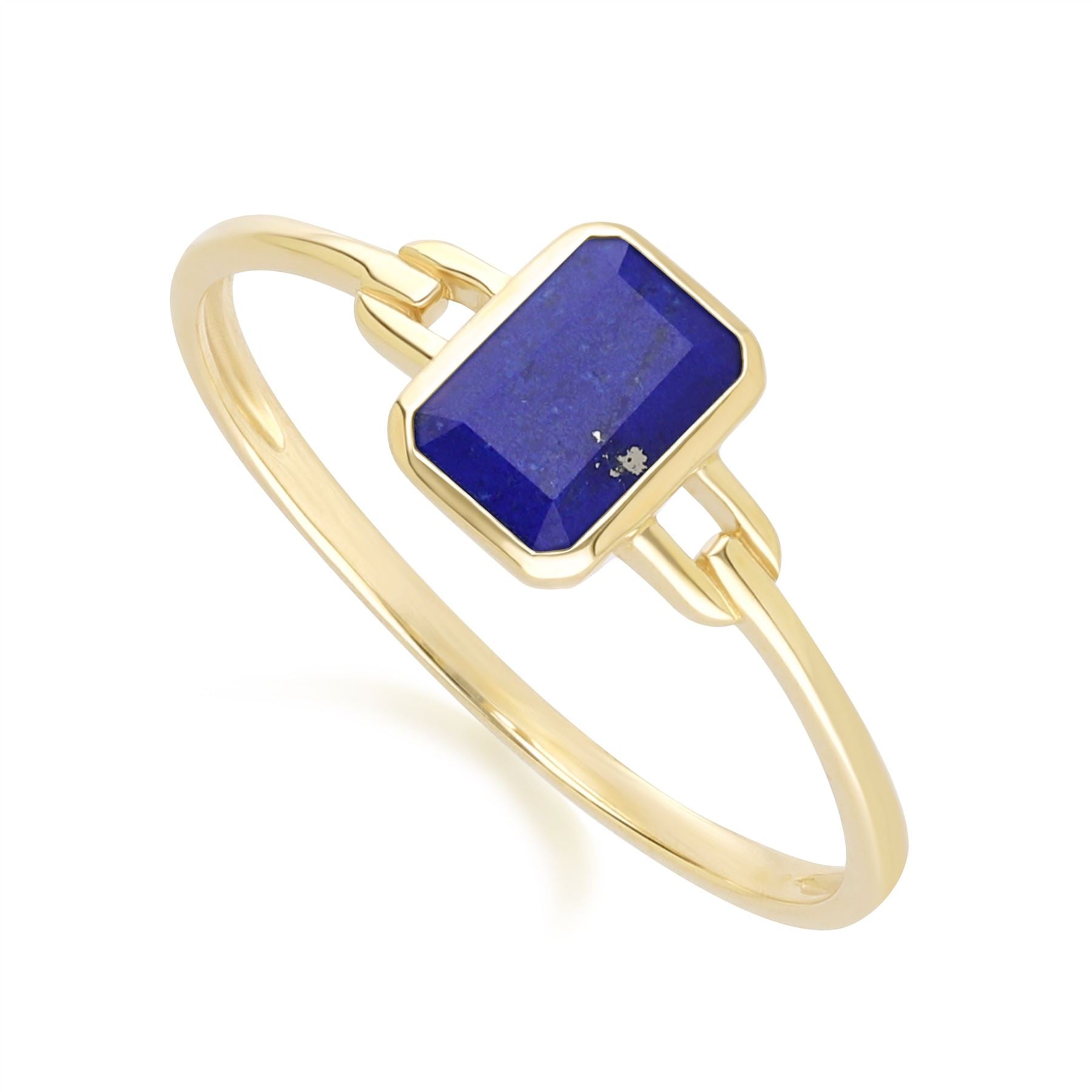 Classic Baguette Lapis Lazuli Ring In Yellow Gold