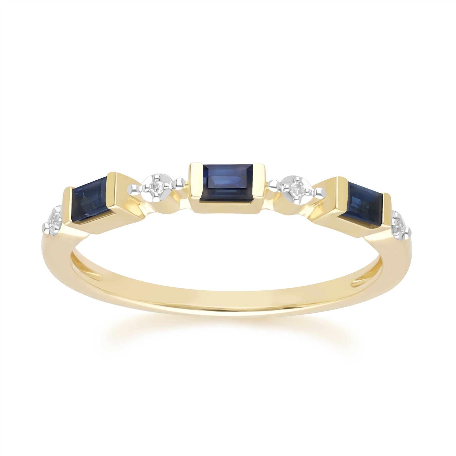 Classic Baguette Sapphire Diamond Eternity Ring In Yellow Gold