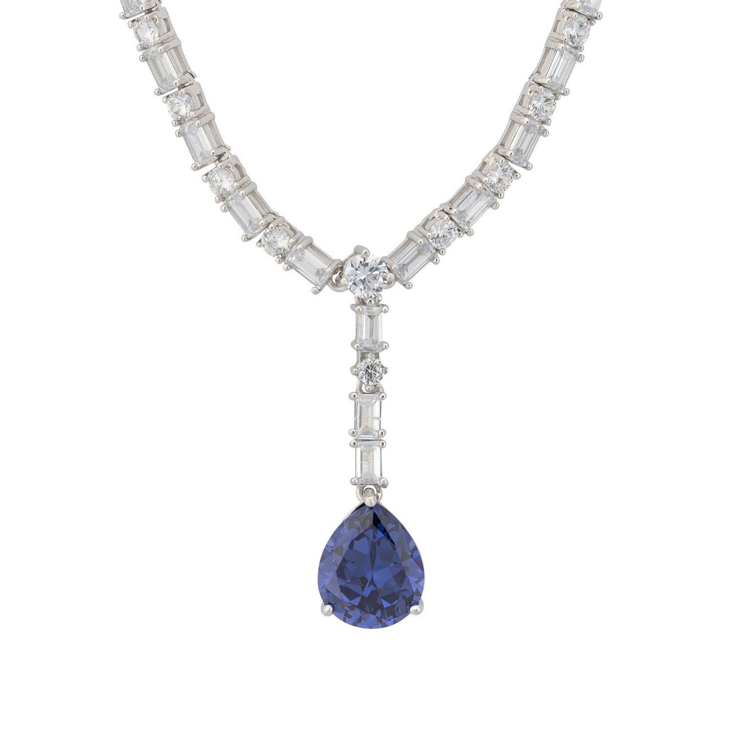 Claudette Statement Necklace Silver Tanzanite