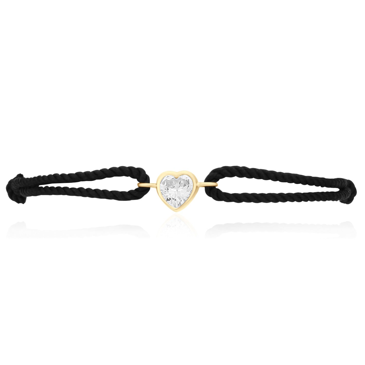 Cord Bracelet Black Gold Heart