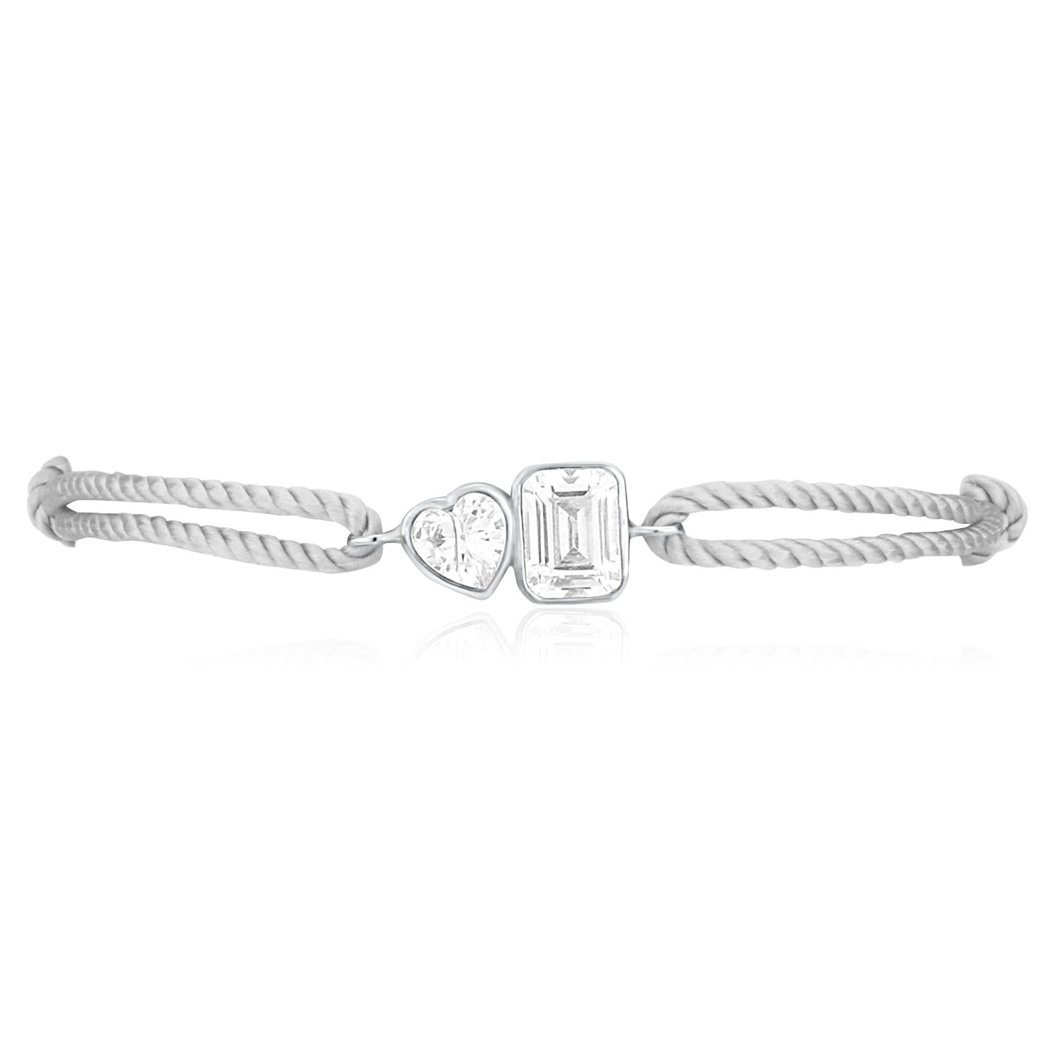 Cord Bracelet Grey Silver