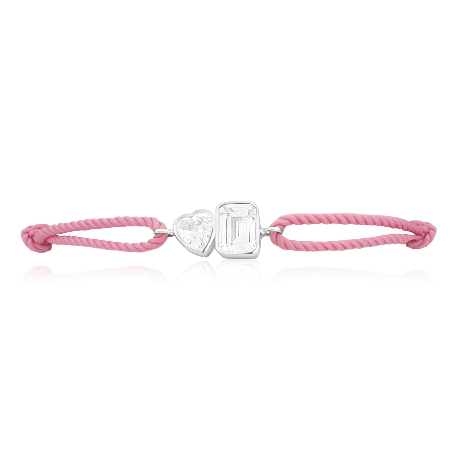 Cord Bracelet Pink Silver