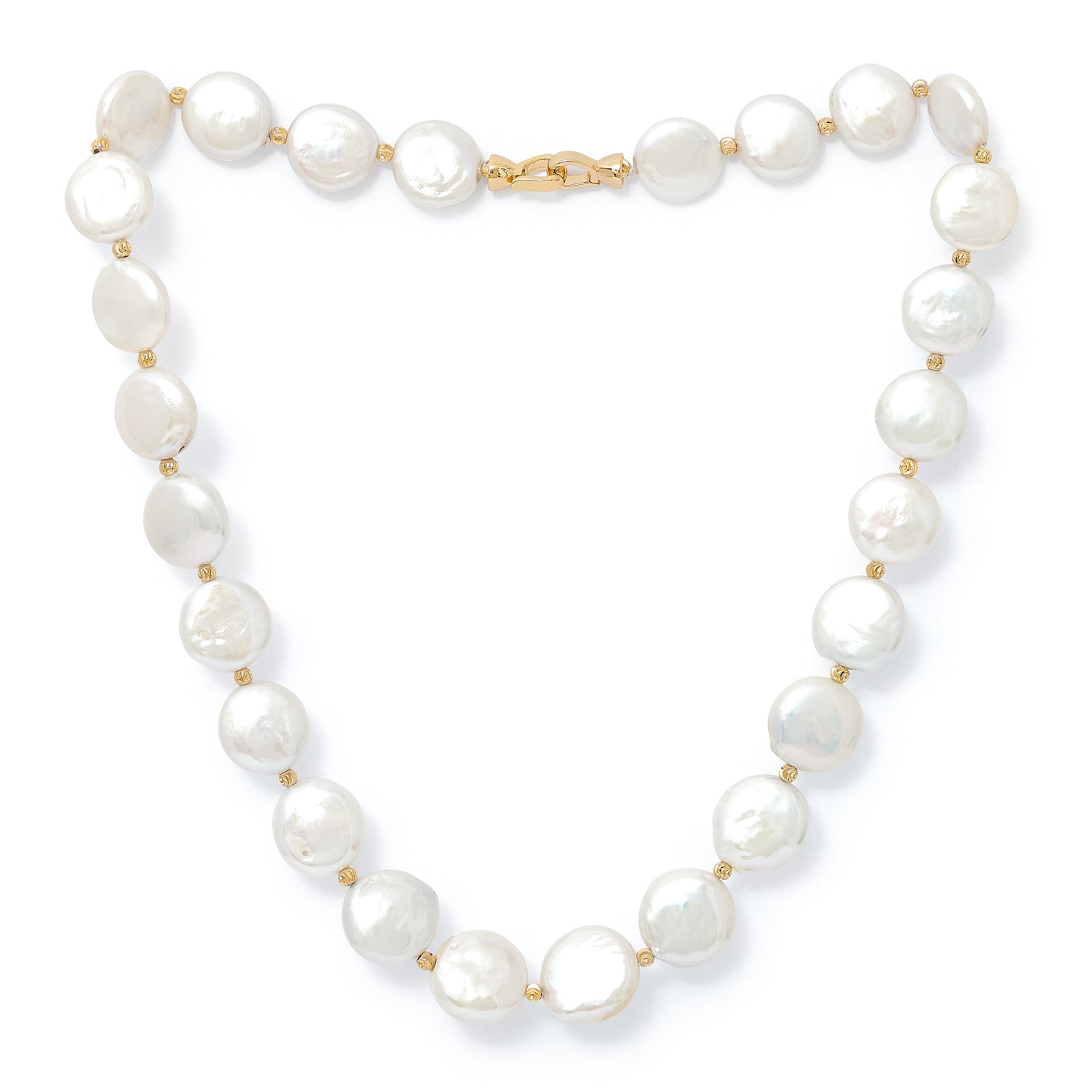 Credo Coin Cultured Freshwater Pearl Necklace With Gold Beads