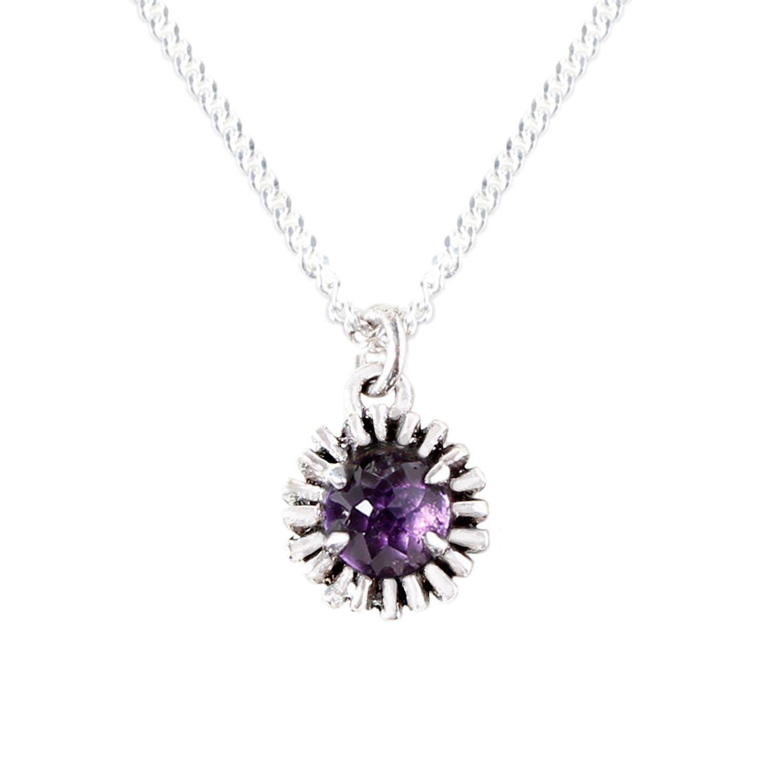 Dahlia Bud Amethyst Necklace Silver