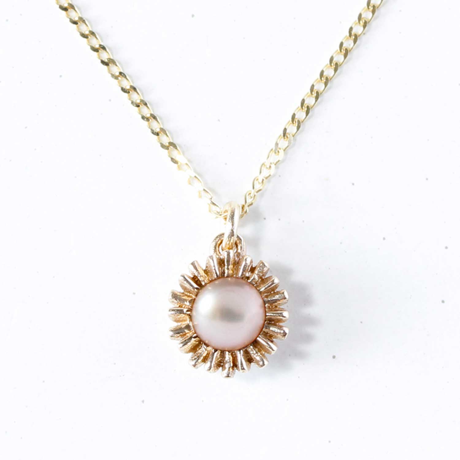 Dahlia Bud Freshwater Pearl Necklace Gold