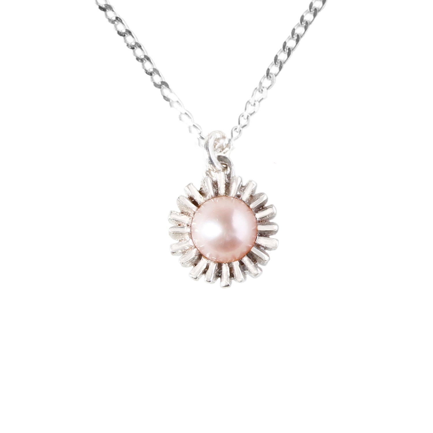 Dahlia Bud Freshwater Pearl Necklace Silver