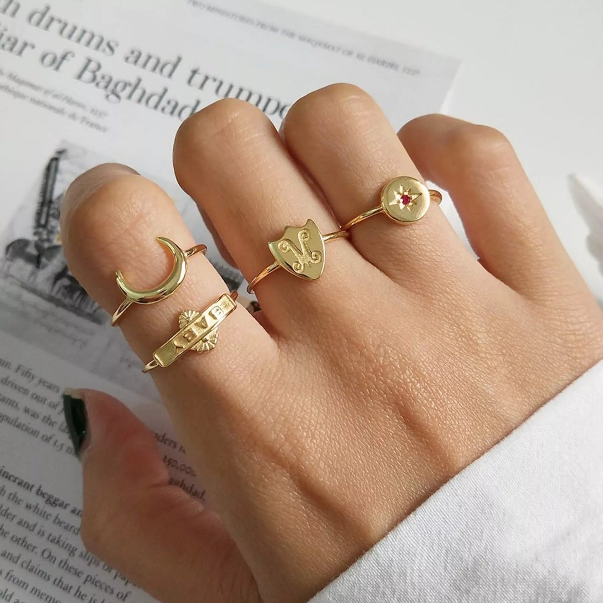 Dainty Star Gold Stacking Ring