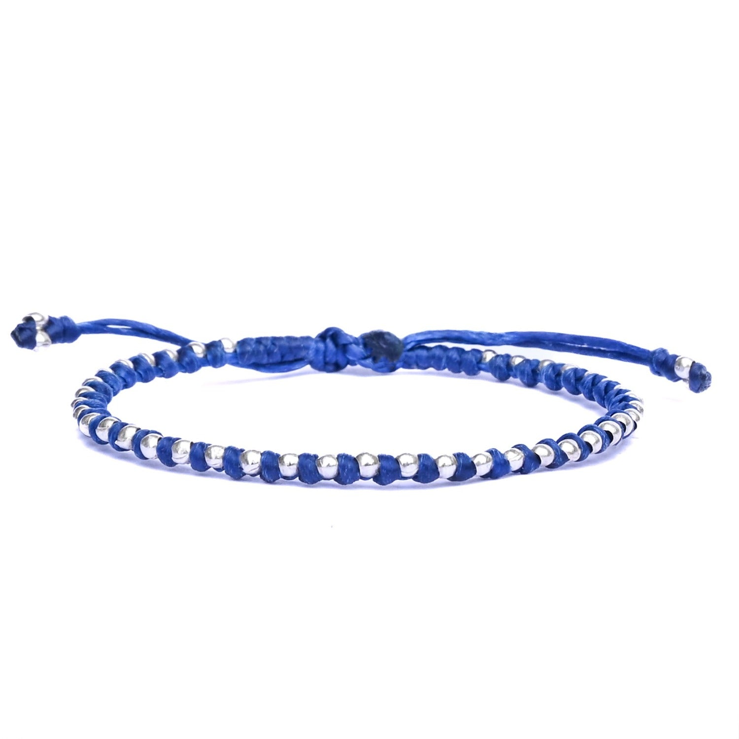 Dainty Blue Silver Friendship Bracelet